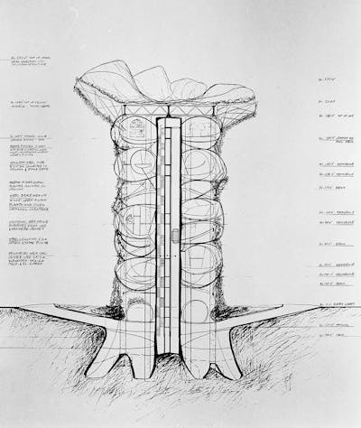 1991: Magdalena Abakanowicz. Tekniske tegninger for Arboreal Arkitektur.